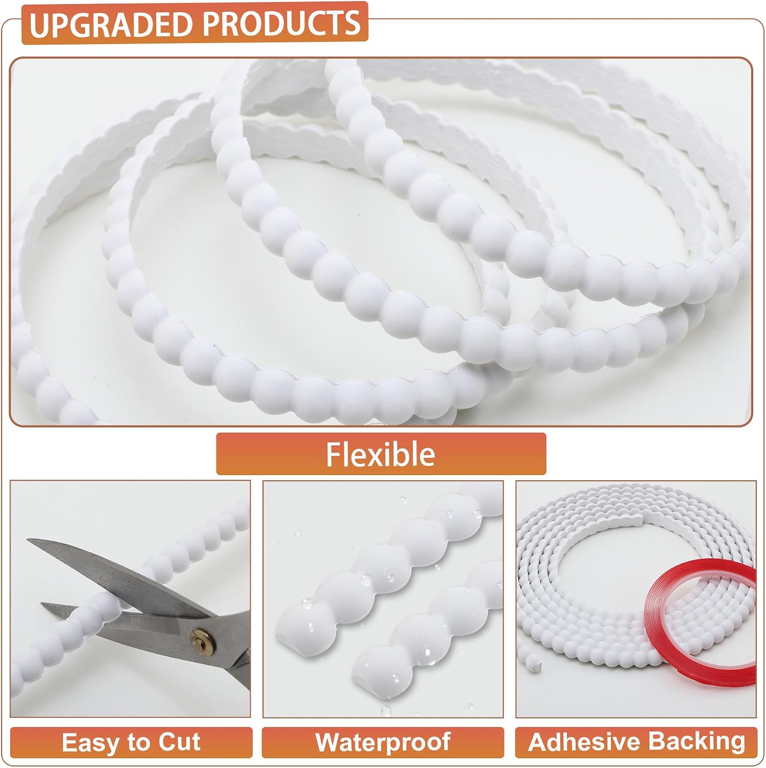 QDYMXUN 197"L x 0.7"W Flexible Mirror Frame Bead Molding Trim, Paintable DIY Moulding Strip for Picture Border, Wall, Door, Cabinet (Unfinished White PVC)