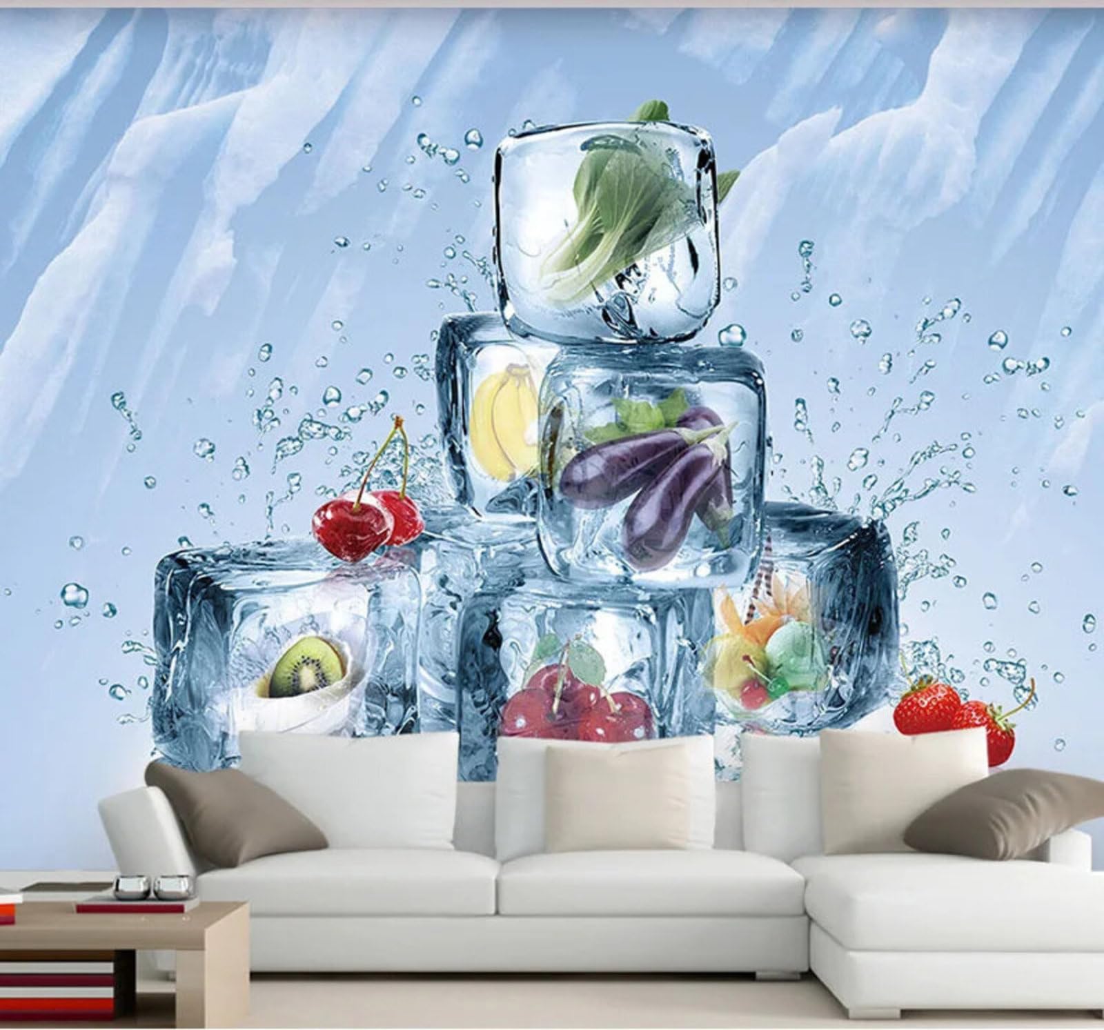 Fresh Vegetables Fruit Summer Seaside 3D Wallpaper Easy Install Feature Office Living Room Sofa Bedroom TV Background Wall Decoration-350cm×256cm