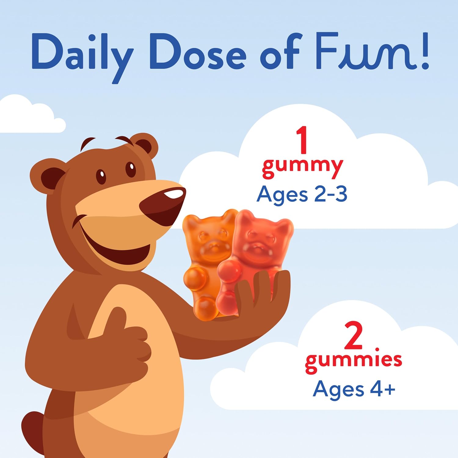 L’il Critters Gummy Vites No Sugar Added Daily Gummy Multivitamin for Ages 2+ Toddlers & Kids, Vitamin C, D3 for Immune, Strawberry and Orange Flavors, 100 Gummies - Image 5