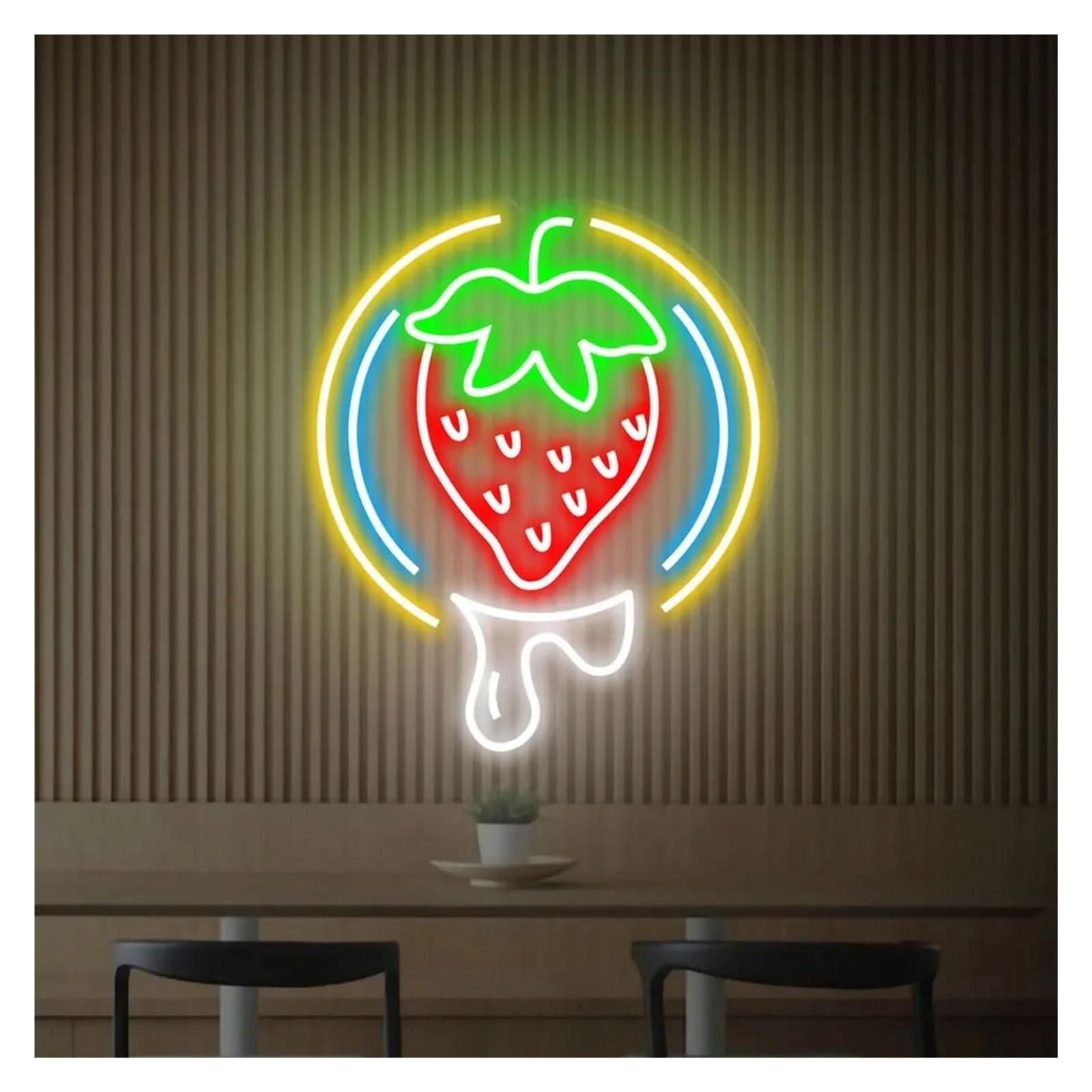LEMST Signs Lamp Strawberry Neon Sign USB Powered Dimmable Light for Fruit Shop Restaurant Bar Club Home Wall Decor 14.96inx12.2in(D)