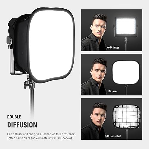 Miniatura 4 de NEEWER Difusor Softbox para panel de luz de video LED RGB1200, 16.5 x 14.6 pulgadas, plegable con rejilla de panal, correa y bolsa para estudio