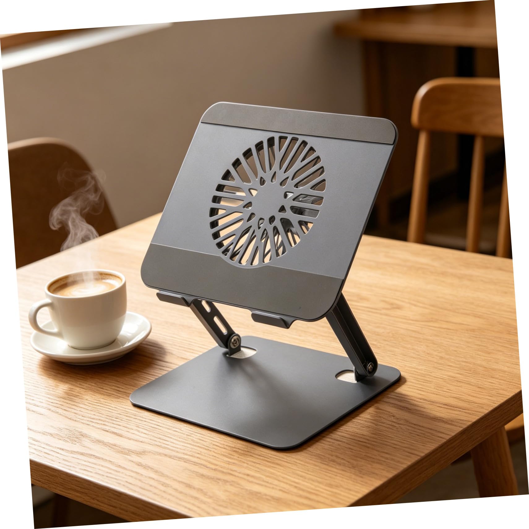 Tofficu Soporte Ergonómico para Portátil Plegable con Ventilador RGB de Refrigeración, Base Elevadora de Escritorio en Acero al Carbono, Compatible con Laptops y Tabletas para Gaming