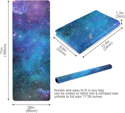 Miniatura 7 de Galaxy Stars - Esterilla de yoga antideslizante gruesa para niños, respetuosa con el medio ambiente, de goma, plegable, para hacer ejercicio