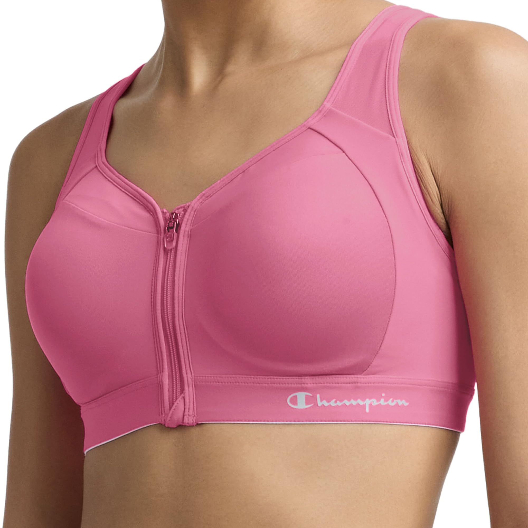 Champion Women's Sports Bra, Motion Control Front-Zip, High-Impact Maximum Support, Breathable, Moisture-Wicking