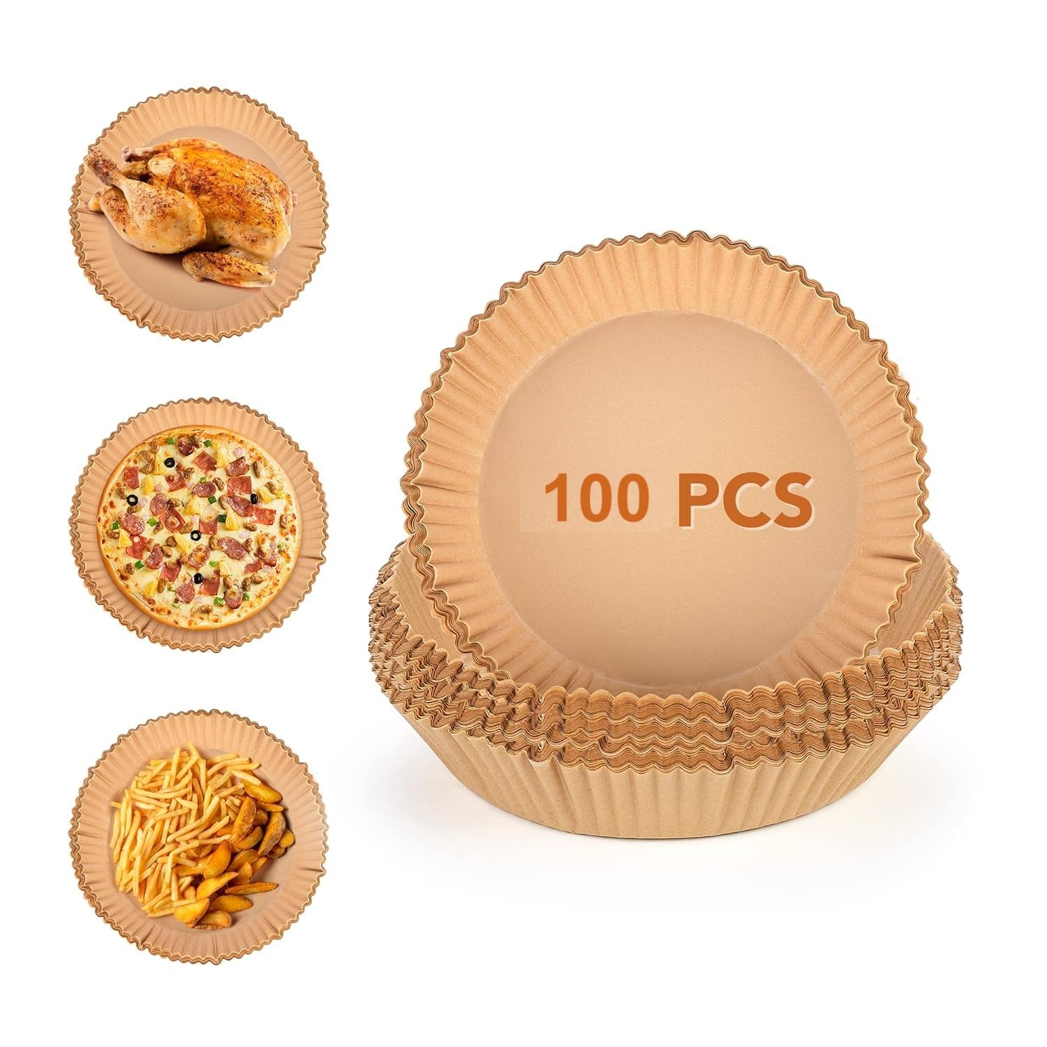 Xacton Air Fryer Disposable Paper Liner I Non-Stick Parchment Paper Plate I Oil Proof Water Proof I Heat Resistance, Food Grade I for Air Frying, Baking, Roasting Microwave (Round - 100 Pcs) (B0CKBR8ZW6) Amazon Price History, Amazon Price Tracker