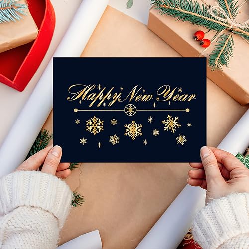 Miniatura 3 de NUOBESTY Tarjetas de felicitación de feliz año nuevo 2022 con tarjetas plegables en blanco y sobres para regalos y regalos de Navidad y Año Nuevo