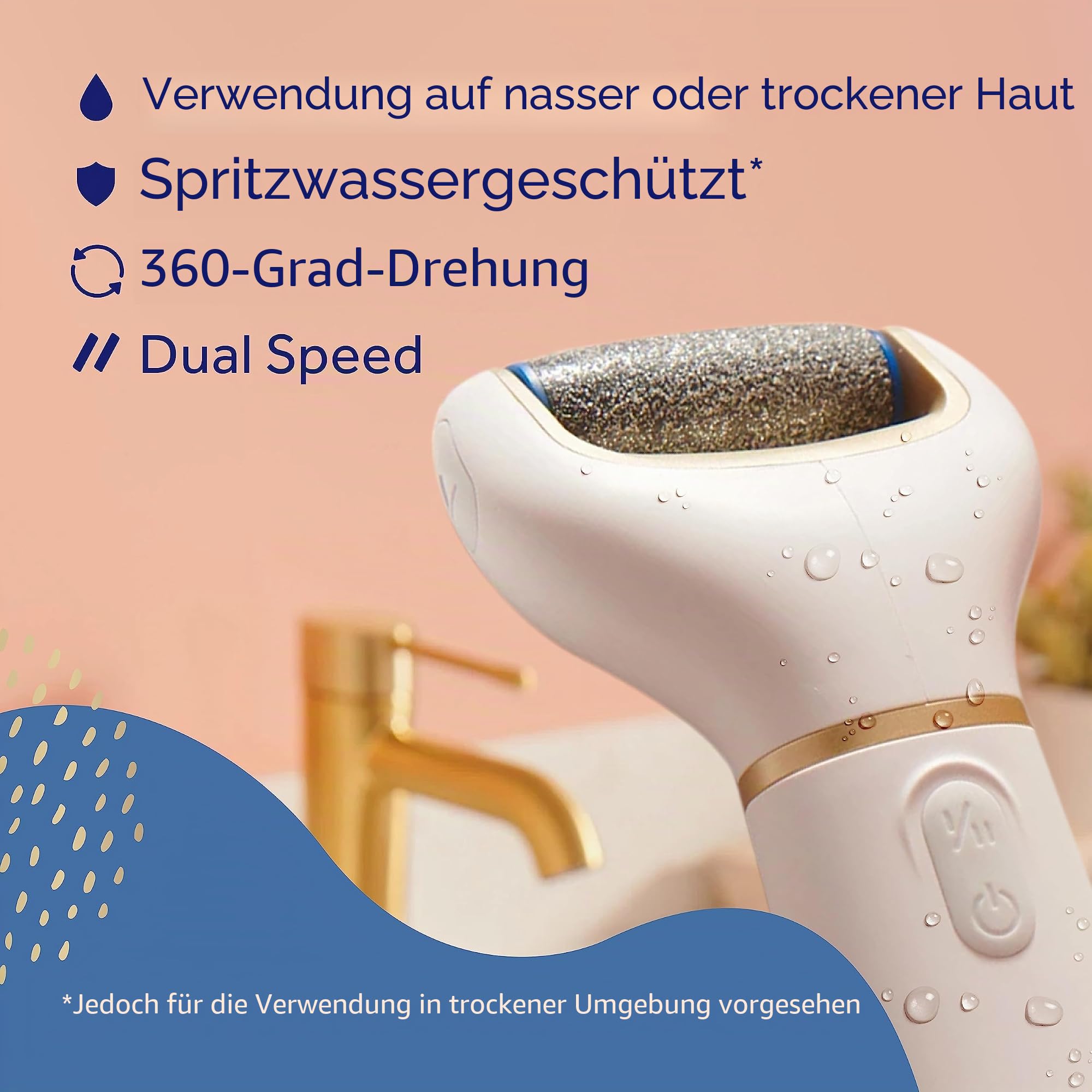 amopé Pedi Perfect Fuß Datei – Elektronische Pediküre Werkzeug – Regular grob, blau