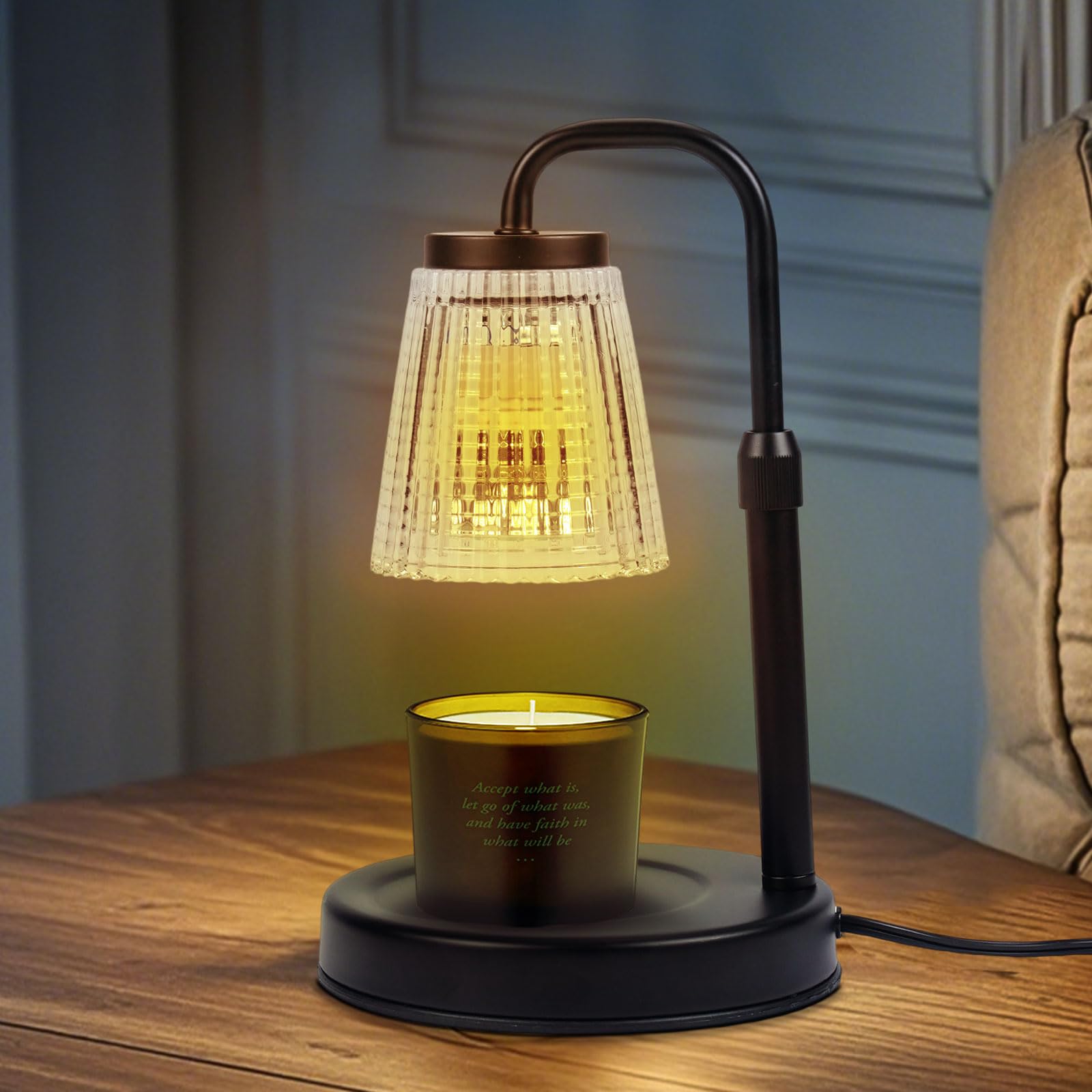 Candle Warmer Lamp With Timer,Electric Adjustable Dimmable Candle Warmer,Wax Melt Lamp for Jar Candles with 2 Bulbs, Christmas House Warming Birthday Gifts for Women Mom,Home Decor for Bedroom,Black