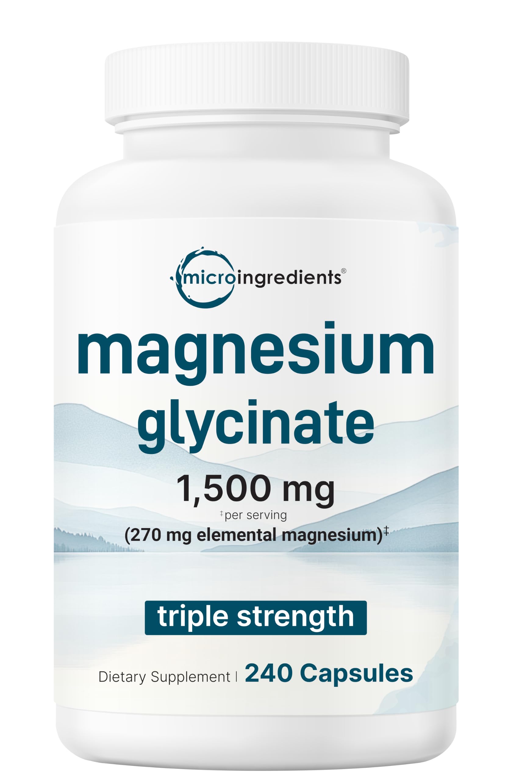 Triple Strength Magnesium Glycinate 1,500mg Per Serving, 240 Capsules | 500mg Per Capsule | Easily Absorbed Chelated Magnesium + Elemental Form | Healthy Muscle