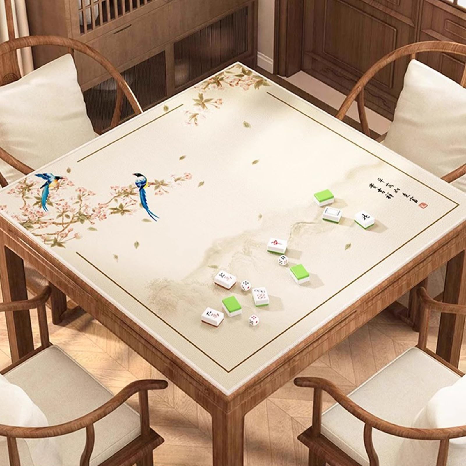 Tapis carré pour mah-Jong, Nappe pour mah-Jong, Tapis de Table de Jeu Mahjong avec Sac de Transport, Lot de 2, Plusieurs Tailles(59.06x59.06 in)