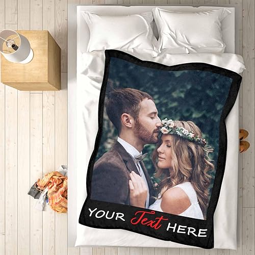 Miniatura 4 de YESCUSTOM Manta de fotos personalizada con tus fotos y textos, fabricada en Estados Unidos, regalo para esposas amigas para vacaciones, cumpleaños,
