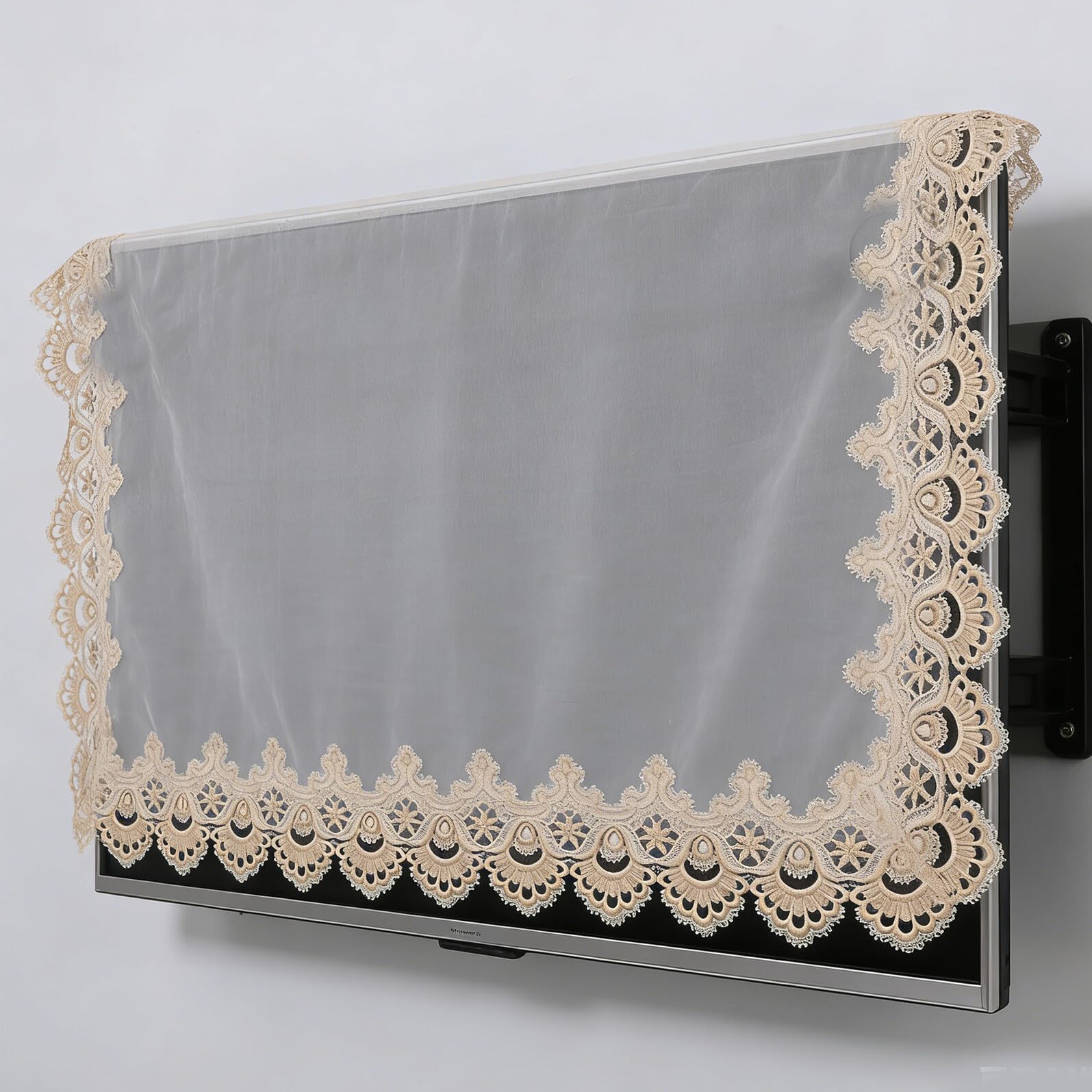 Funda Antipolvo para Televisor Lcd de Pared en Encaje Dorado