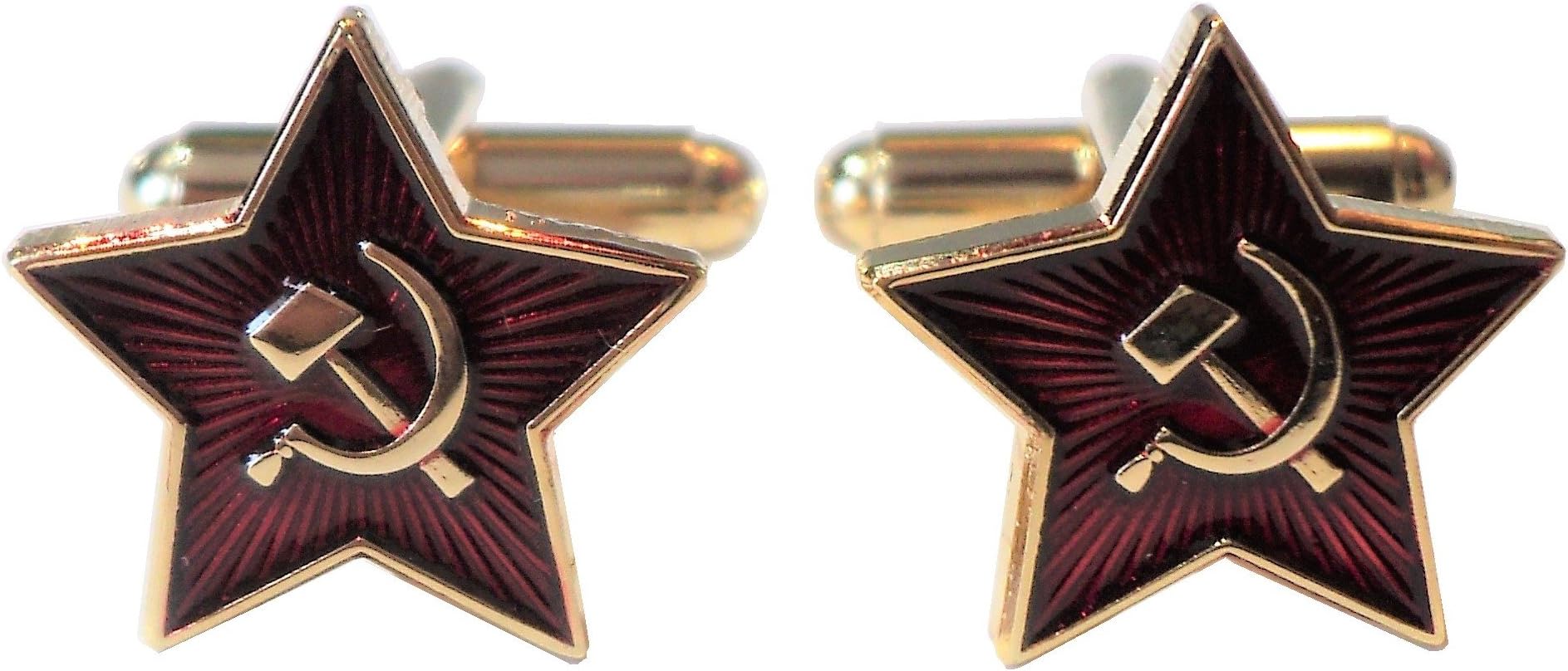 WW2 USSR Soviet Union Russia Red Star Hammer Sickle Communist 24ct Gold Pl Cufflinks