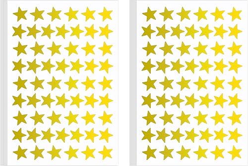 1080 UNIDADES de calcomanías de estrella doradas, calcomanías de estrella pequeñas, 20 hojas de calcomanías de estrella metálicas de aluminio,