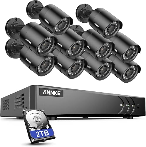 Miniatura 1 de ANNKE Paquete de 10 sistemas de cámara de seguridad con cable AI de 2 MP DVR de vigilancia Lite de 16 canales de 5 MP con detección inteligente