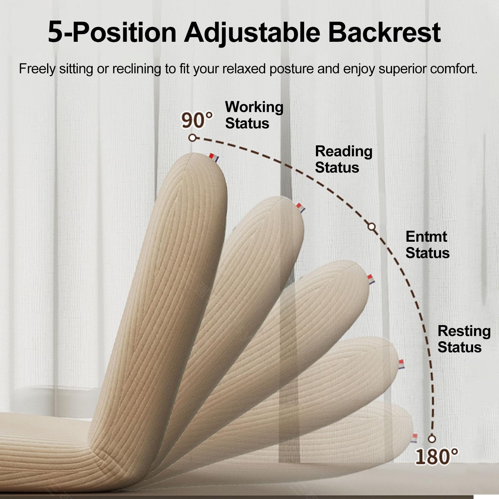 Genérico Silla de Suelo con Respaldo Ajustable, cojín ergonómico y cómodo para meditación/Asiento/Almohada de Suelo, Tumbona reclinable Tatami Plegable para Yoga, Lectura y Videojuegos (neg