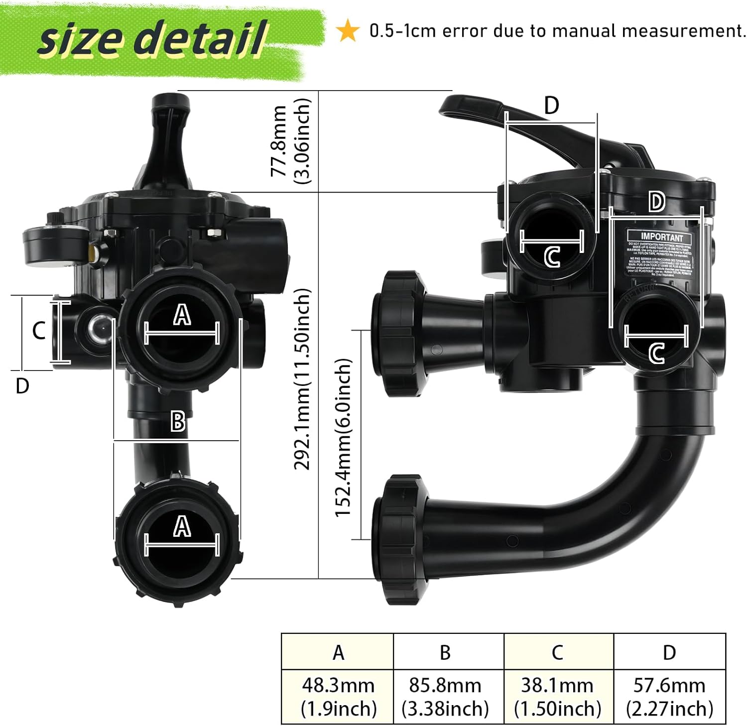 sp0710x62 multiple port valve compatible with hayward s210s, s244s, & s310s series sand filters for 1-1/2-inch control valve assembly