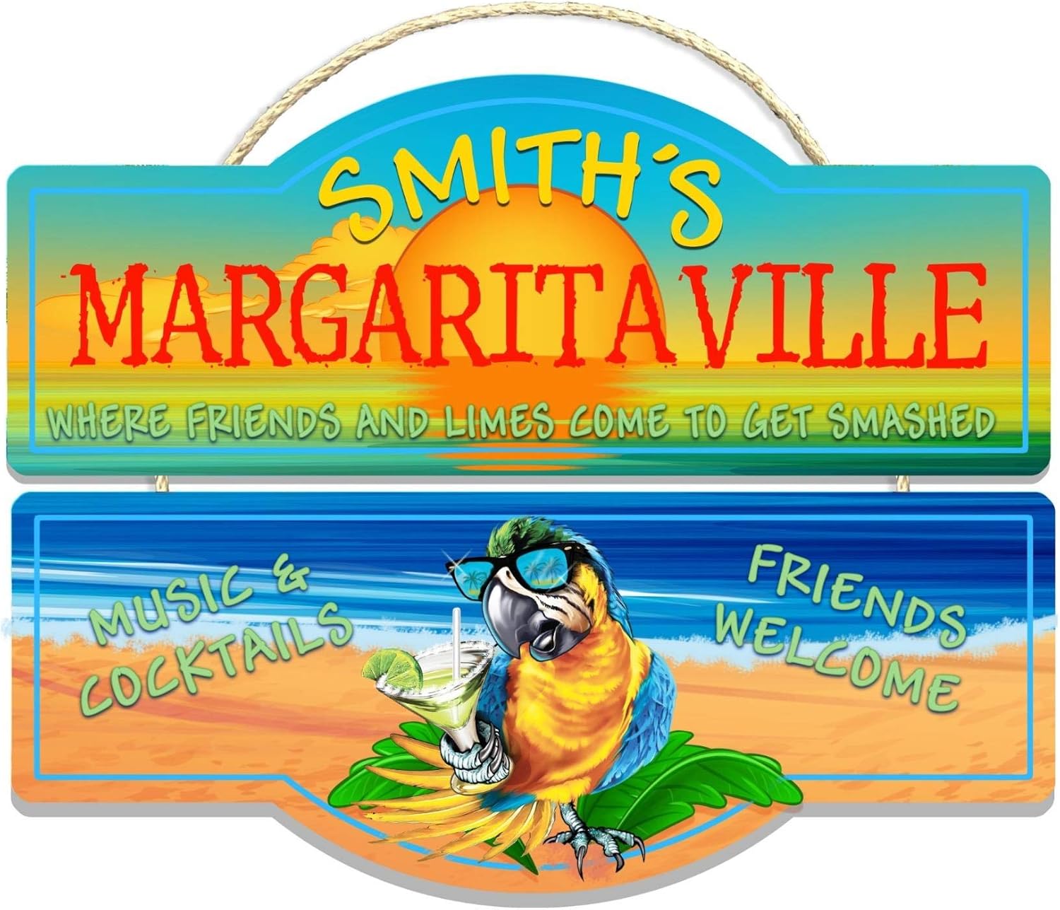 Backyard Margarita Bar Parrot Tiki Bar Sign - Customized
