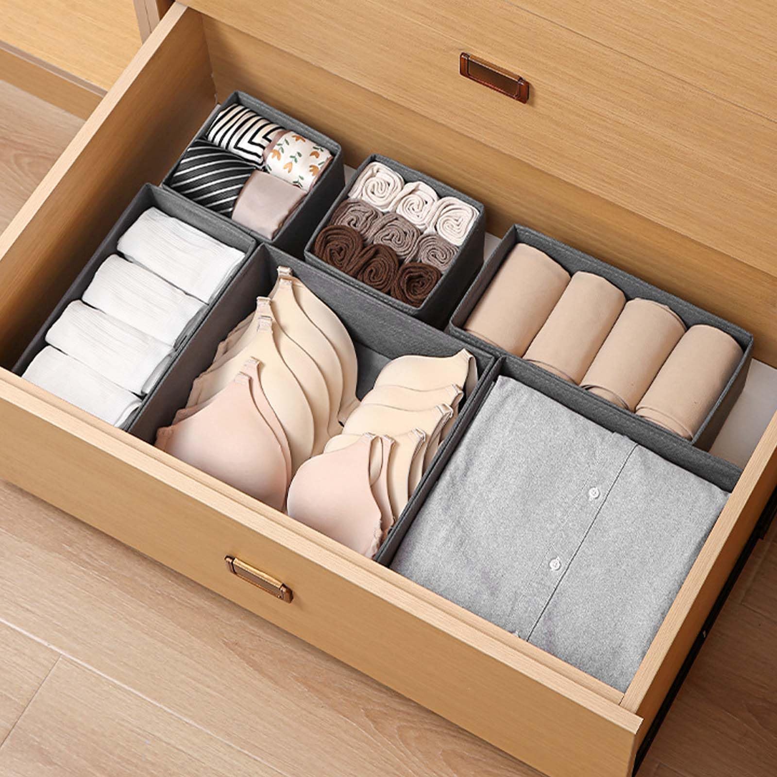 Stero 6 Organizzatori Pieghevoli Per Cassetti – In Tessuto, Per Biancheria Intima, Calzini, Reggiseni (Rosa) - 3