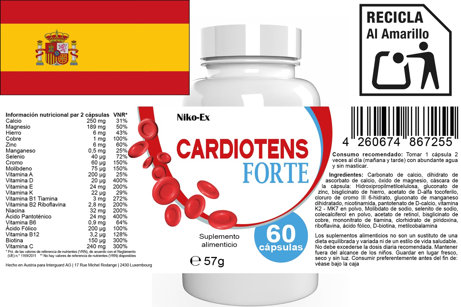 Cardiotens Forte - 120 Cápsulas (2x 60 Cápsulas), Paquete de 2