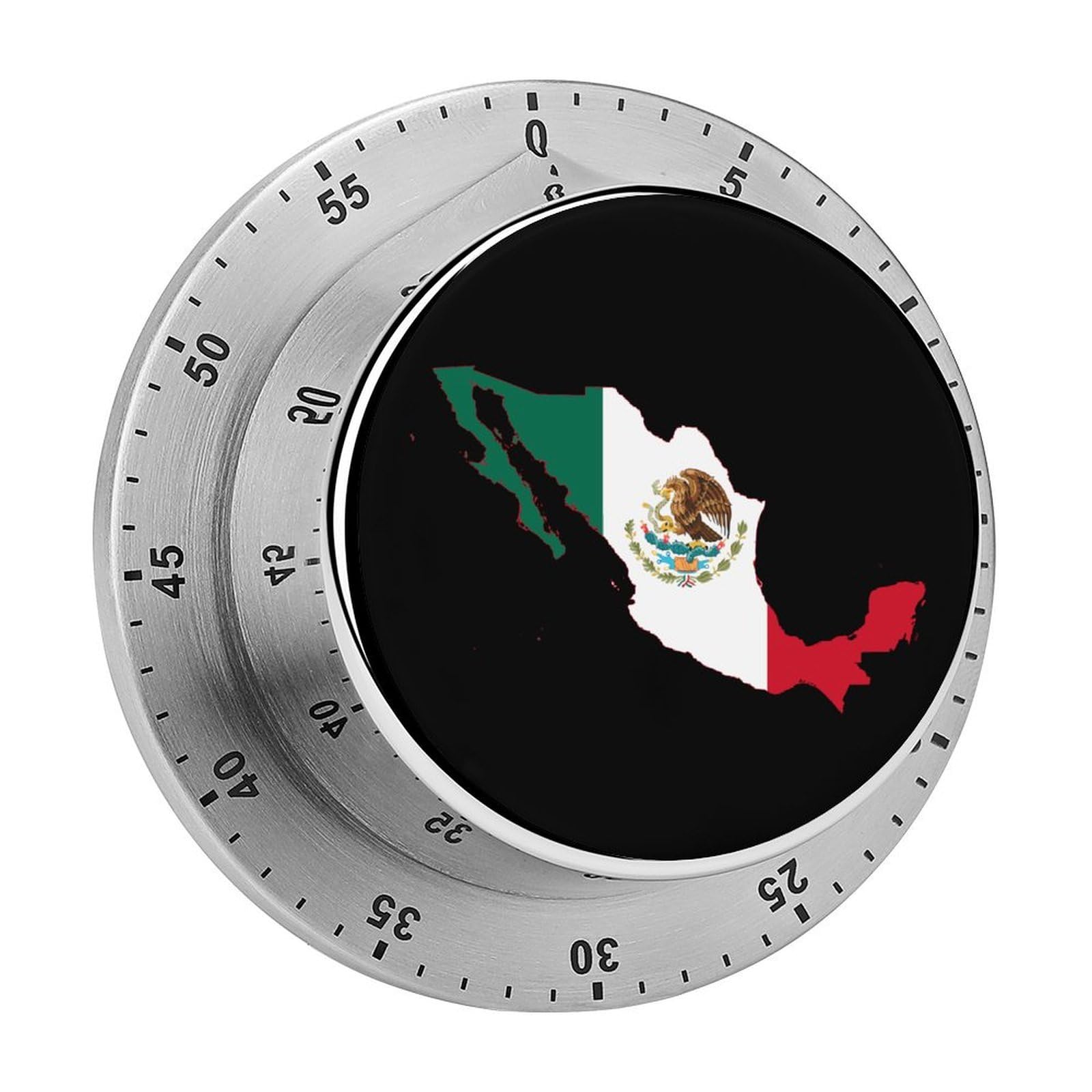 Mexico Flag Map Funny Timer 60 Minute Countdown Timer Mechanical Time Management Tool for Kitchen Work