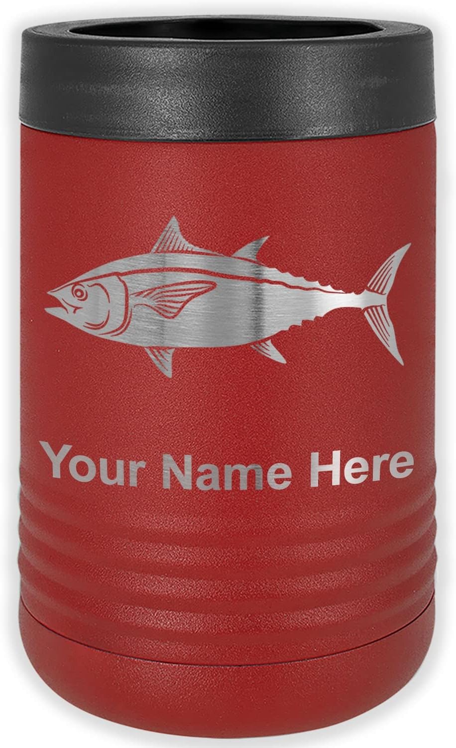 LaserGram Personalized 12 oz. Stainless Steel Can & Bottle Insulator, Tuna Fish – Keeps Drinks Cold Longer (Gray)