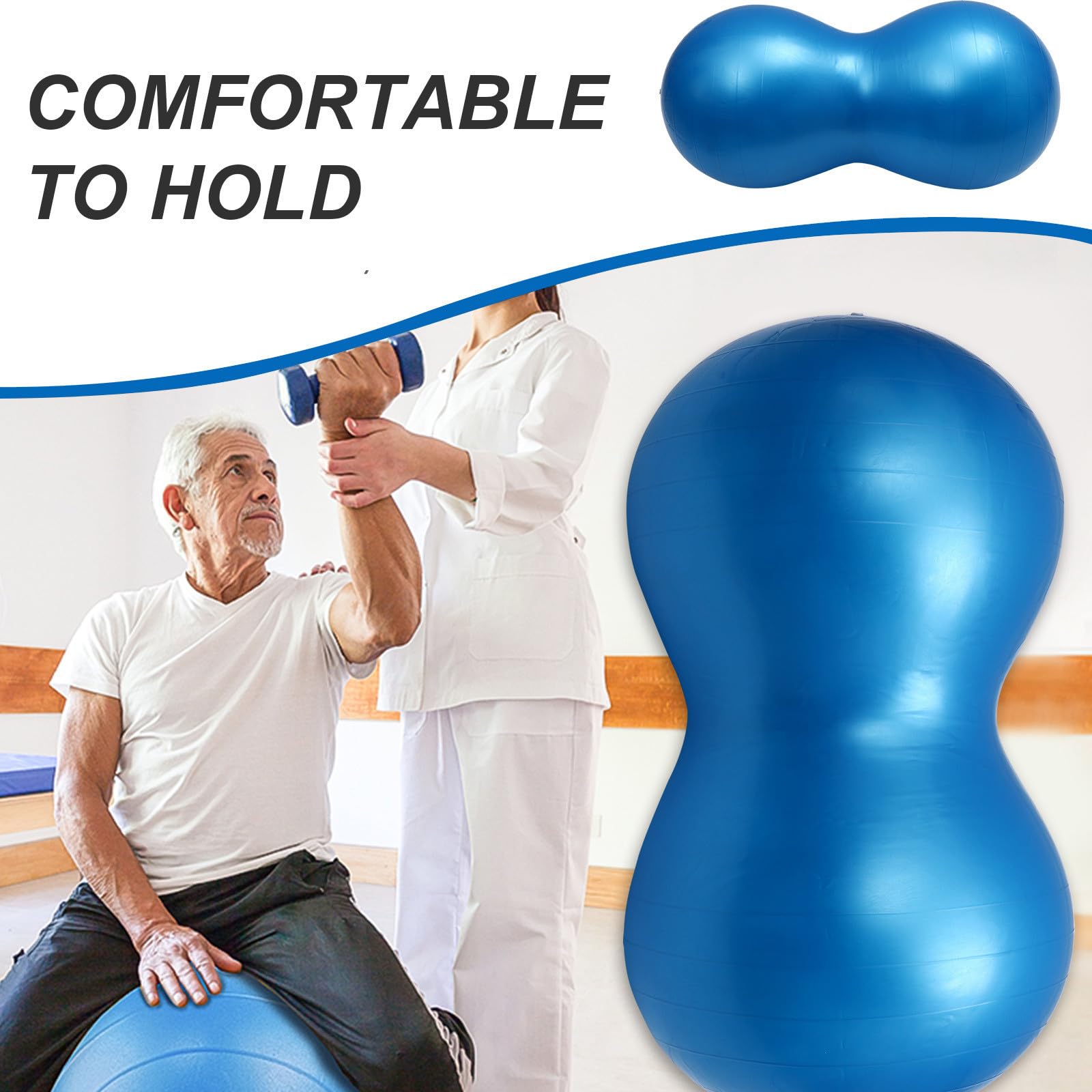 FOMIYES Pelota de Yoga Gruesa y Inflador de PVC con Forma de Cacahuete Pelota de Ejercicio Portátil para Fitness y Entrenamiento de Danza