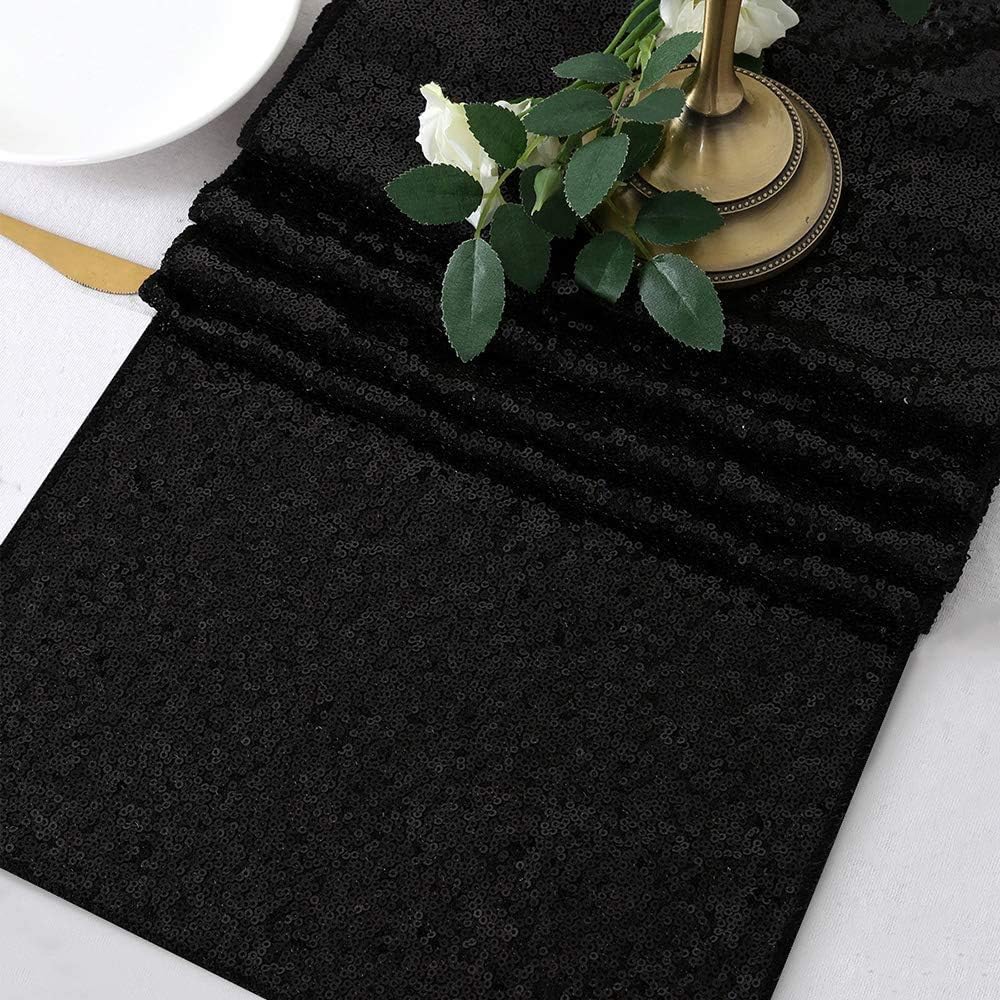 B-COOL Sequin Table Runner 4 Packs Black Table Runner 12x72Inch Fall Table Runner for Holiday Home Outdoor Dining Tabletop : Home & Kitchen