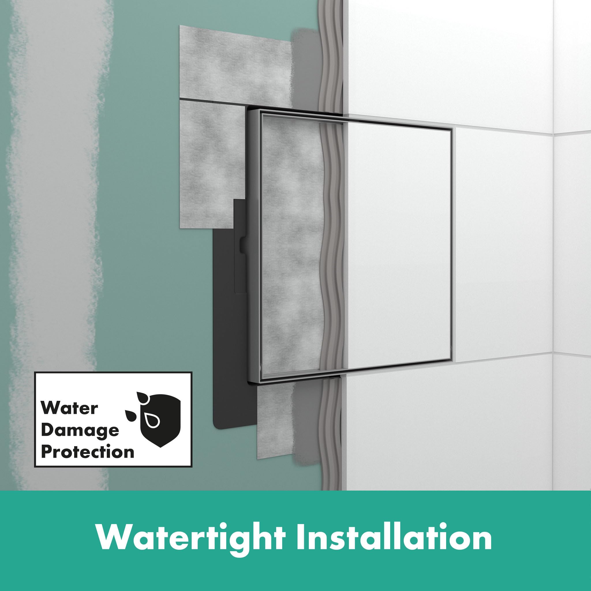 hansgrohe XtraStoris Rock - Poubelle salle de bain encastrée avec porte carrelée, Niche murale 300 x 300 x 100 mm, Poubelle WC, Accessoires salle de bain, Blanc mat, 56089700