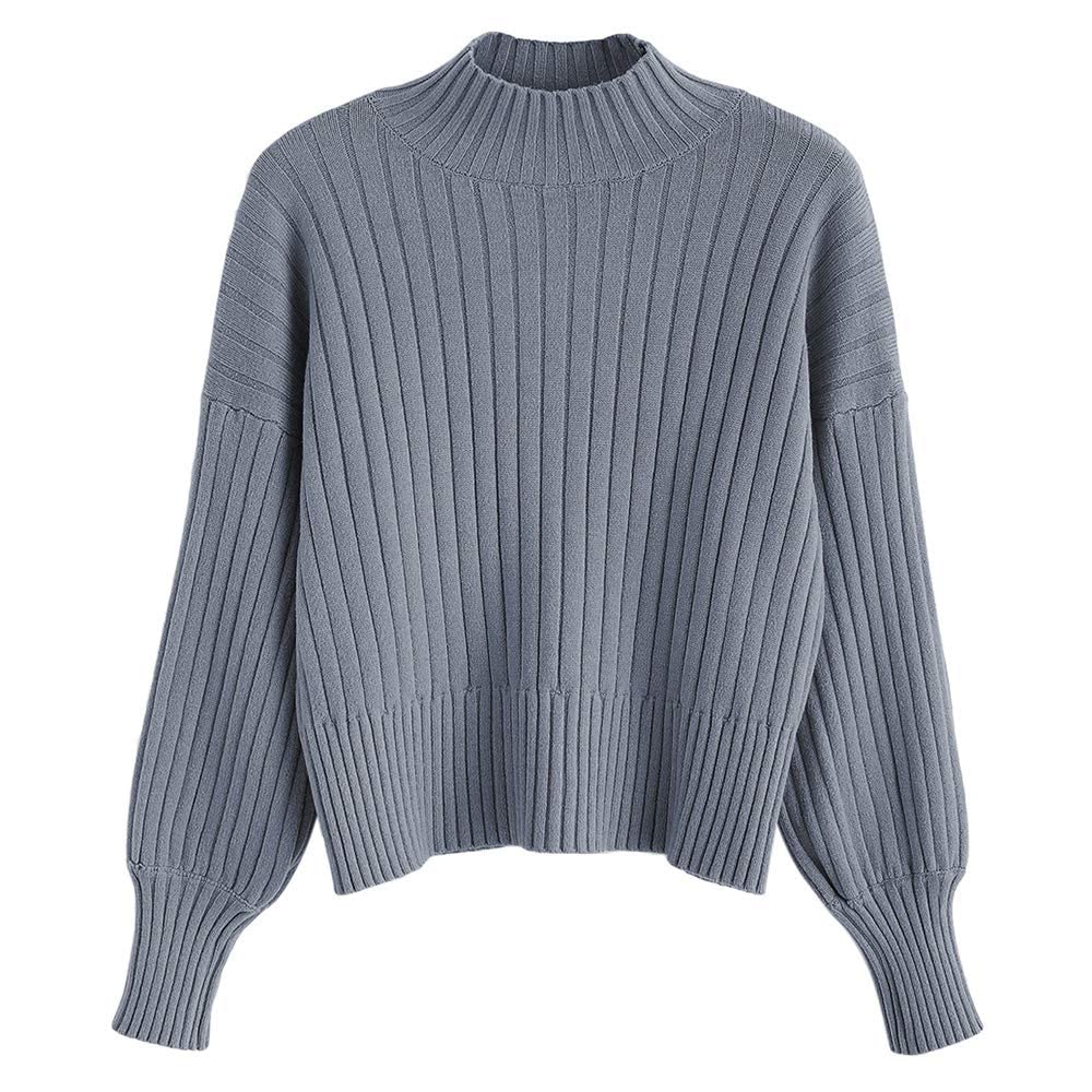 ZAFUL Women's Long Sleeve Cropped Sweater Knit Pullover Top