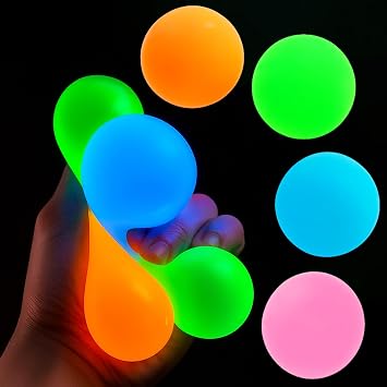 Sticky Balls for Ceiling & Wall, Glow in The Dark Sticky Stress Balls 8 Pack