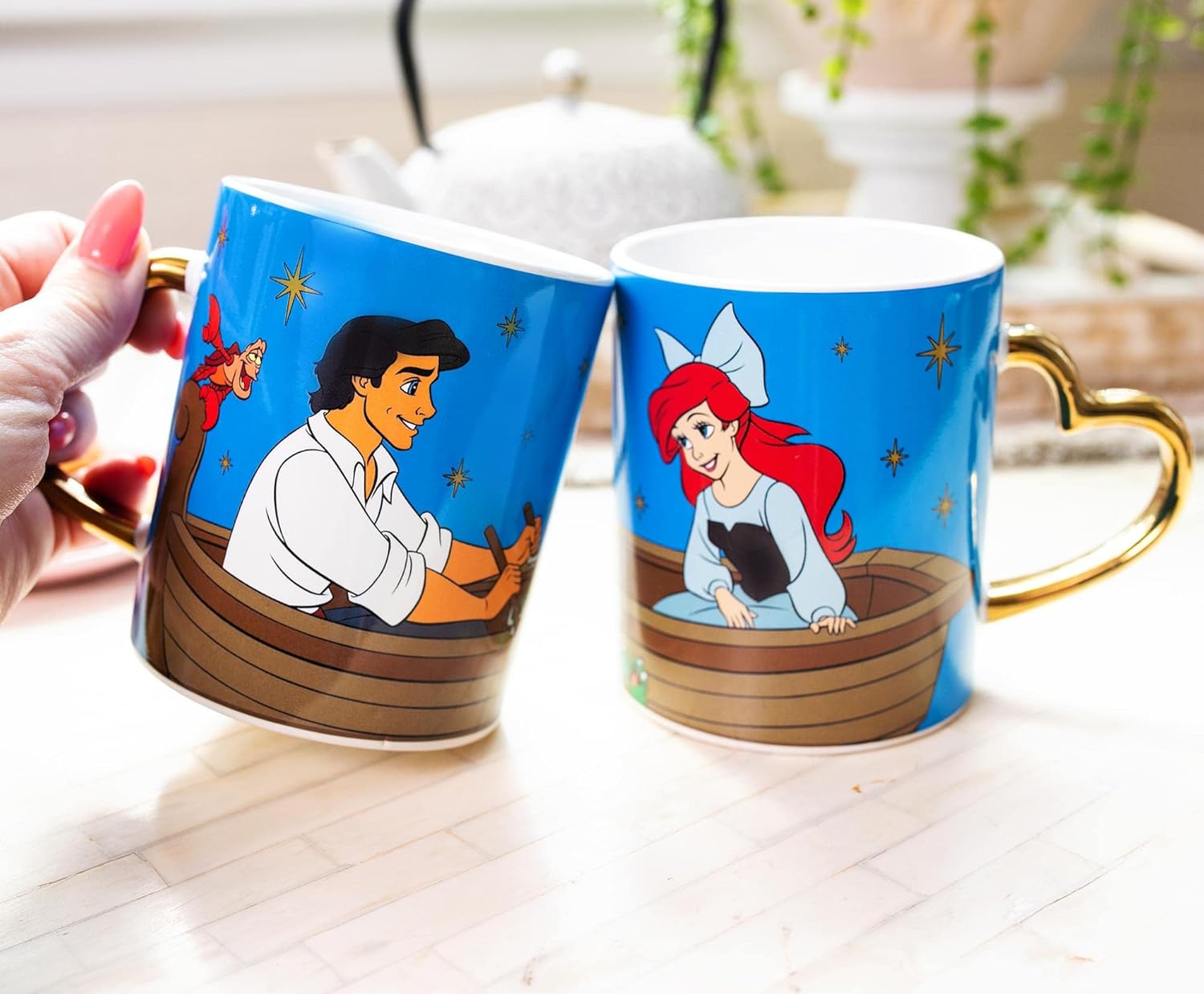 Silver Buffalo Disney The Little Mermaid Boat Scene 2 Pack Ceramic Mug Featuring Ariel, Eric, and Sebastian, 14 Ounces - Image 3