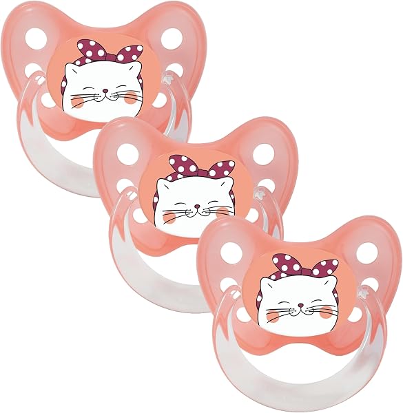 dentistar Silicone Soother Set of 3 - Size 1, 0-6 Months - Tooth and Jaw Friendly Silicone Soother for Newborns with Dental Step - BPA Free - Made in Germany - Heart, Pink - 3