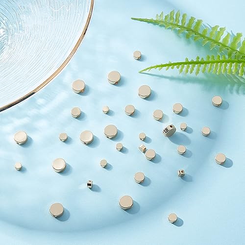 Miniatura 6 de PH PandaHall Cuentas de monedas de oro de 14 quilates, 80 cuentas circulares de 4560.315 in, cuentas espaciadoras de metal redondas planas y