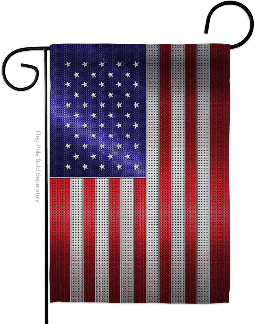Breeze Decor - Steel of Pride American Flag Flags of the World - Everyday Nationality Impressions Decorative Vertical Garden Flag 13" x 18.5" Printed in USA