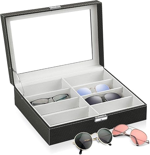 TomCare Organizador de gafas de sol para gafas de sol caja de almacenamiento con 8 ranuras para gafas soporte para gafas organizador de reloj gafas