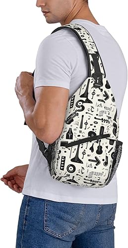 Miniatura 6 de Small Crossbody Bags for Women Men - Vintage Black Instrument Print Adjustable Shoulder Bag Fanny Packs Belt Sling Bag Crossbody Purses Backpack for