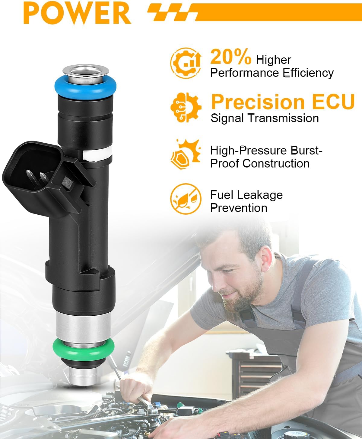 0280158162 2.5L Fuel Injectors Fit For:-Ford Escape 2009 2010 Fusion 2010-2020 Transit Connect, For:-Lincoln MKZ, For:-Mazda Tribute, For:-Mercury Mariner Milan Injectors(4 Pcs)