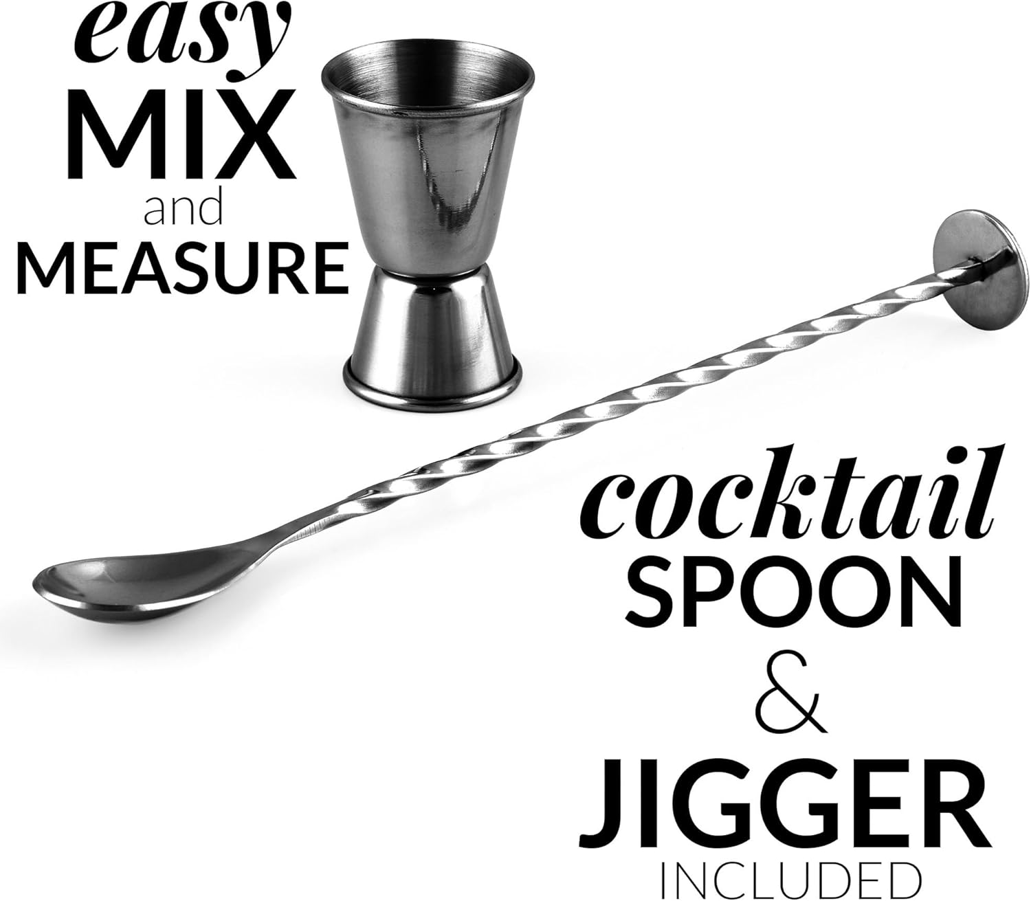 Large 24 oz Stainless Steel Cocktail Shaker Set - Mixed Drink Shaker - Martini Shaker Set with Built in Strainer, Double Sided Jigger & Combo Muddler Mixing Spoon - Pro Margarita Shaker - By Zulay