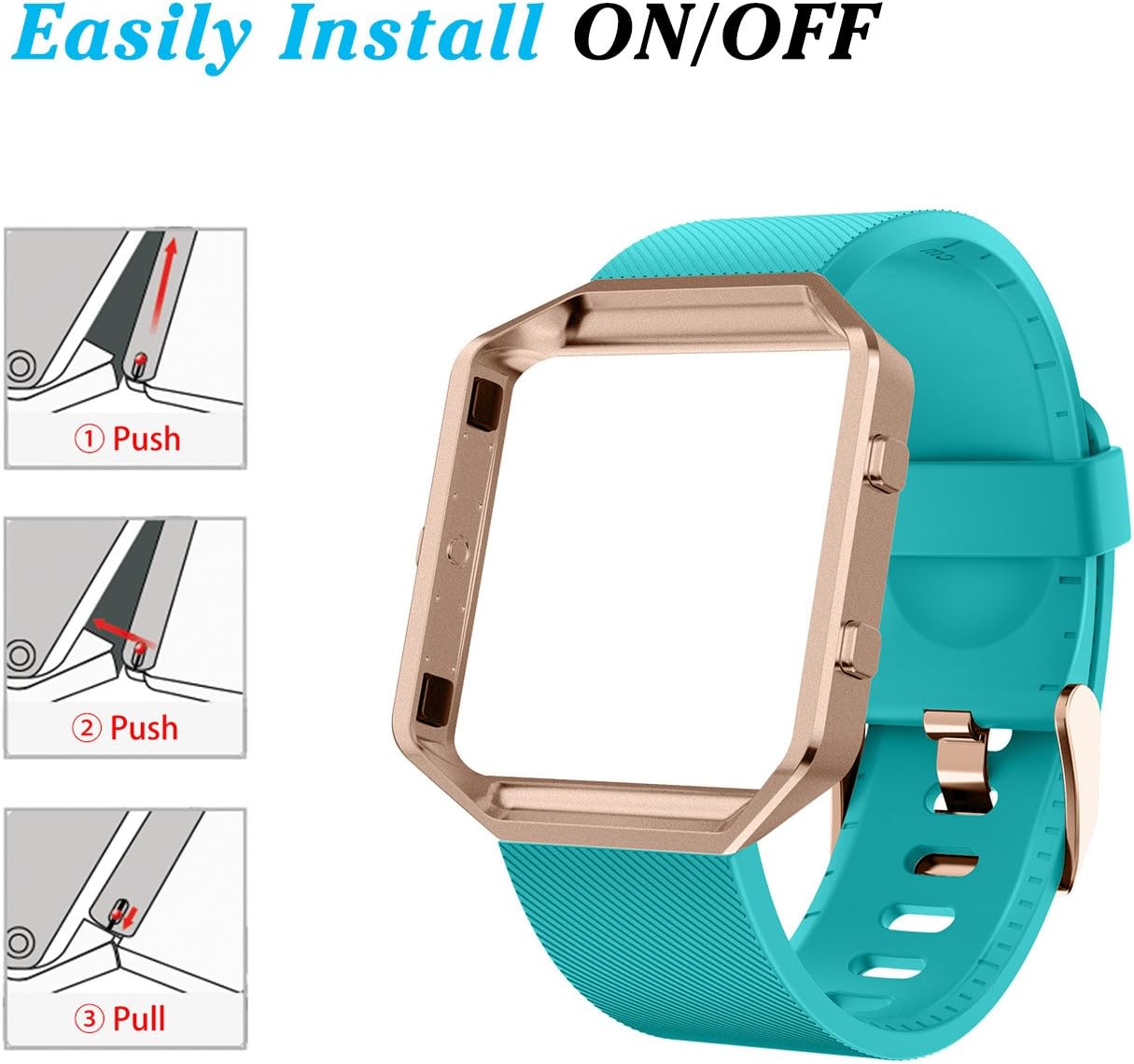 LEEFOX Compatible Fitbit Blaze Bands with Frame, Sport Silicone Replacement Strap for Fitbit Blaze Smart Fitness Watch Accessory Wristbands Small,10Pack w/Rose Gold Frame Men Women