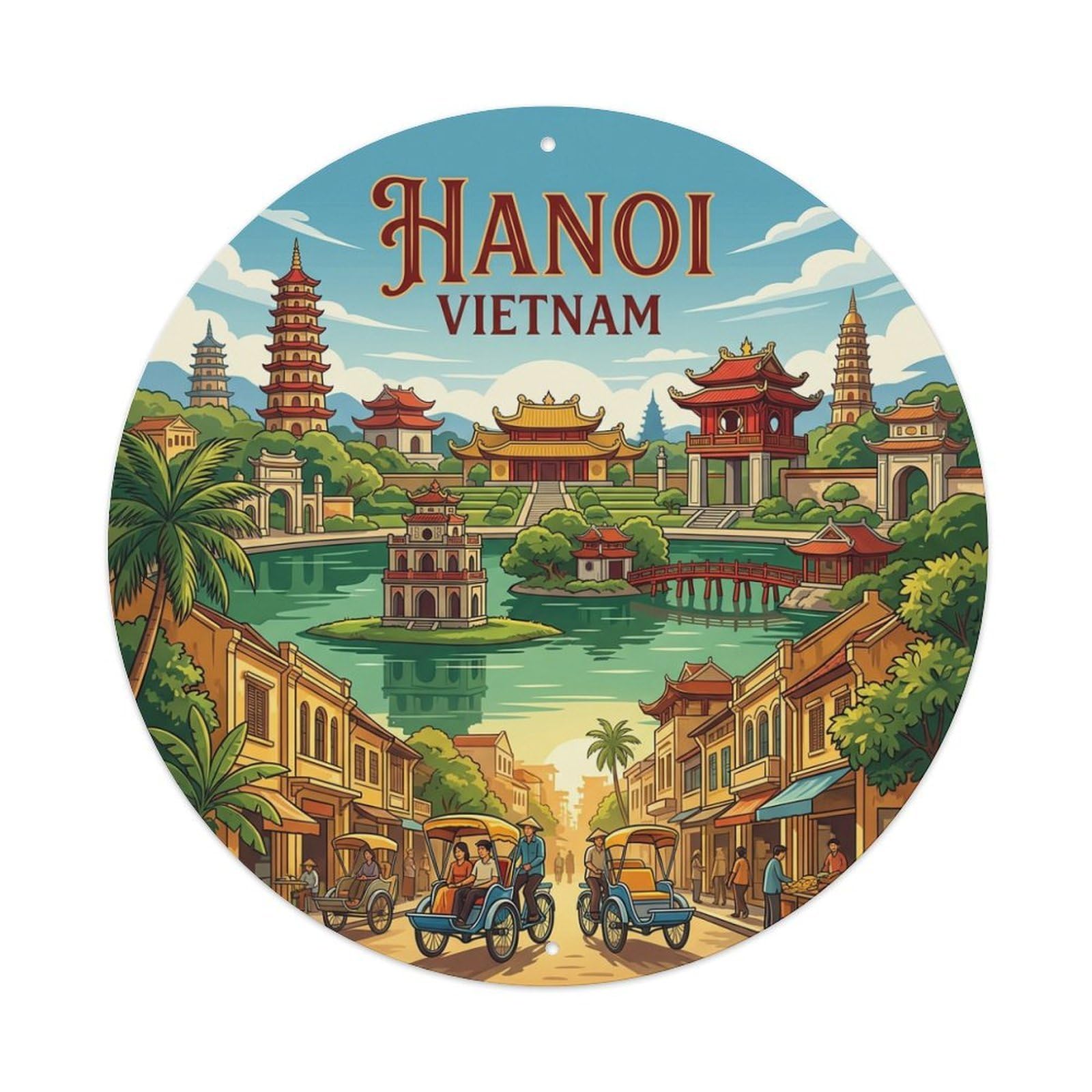 Vintage Travel Vietnam Hanoi Metal Tin Sign