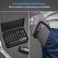 Vista 6 de Juego de 37 mini destornilladores de trinquete con puntas de acero S2 de 1/4 pulgadas, destornillador de ángulo recto de 90 grados, llave