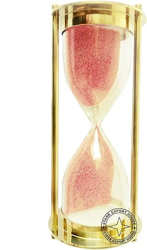 Miniatura 5 de Reloj de cristal de arena de latón con temporizador de arena de la hora mejor para regalo de 6 pulgadas