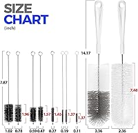 Vista 6 de Holikme Juego de 10 cepillos de limpieza de botellas, cepillo limpiador de botellas con mango largo de 15", cepillo de botella de agua con mango