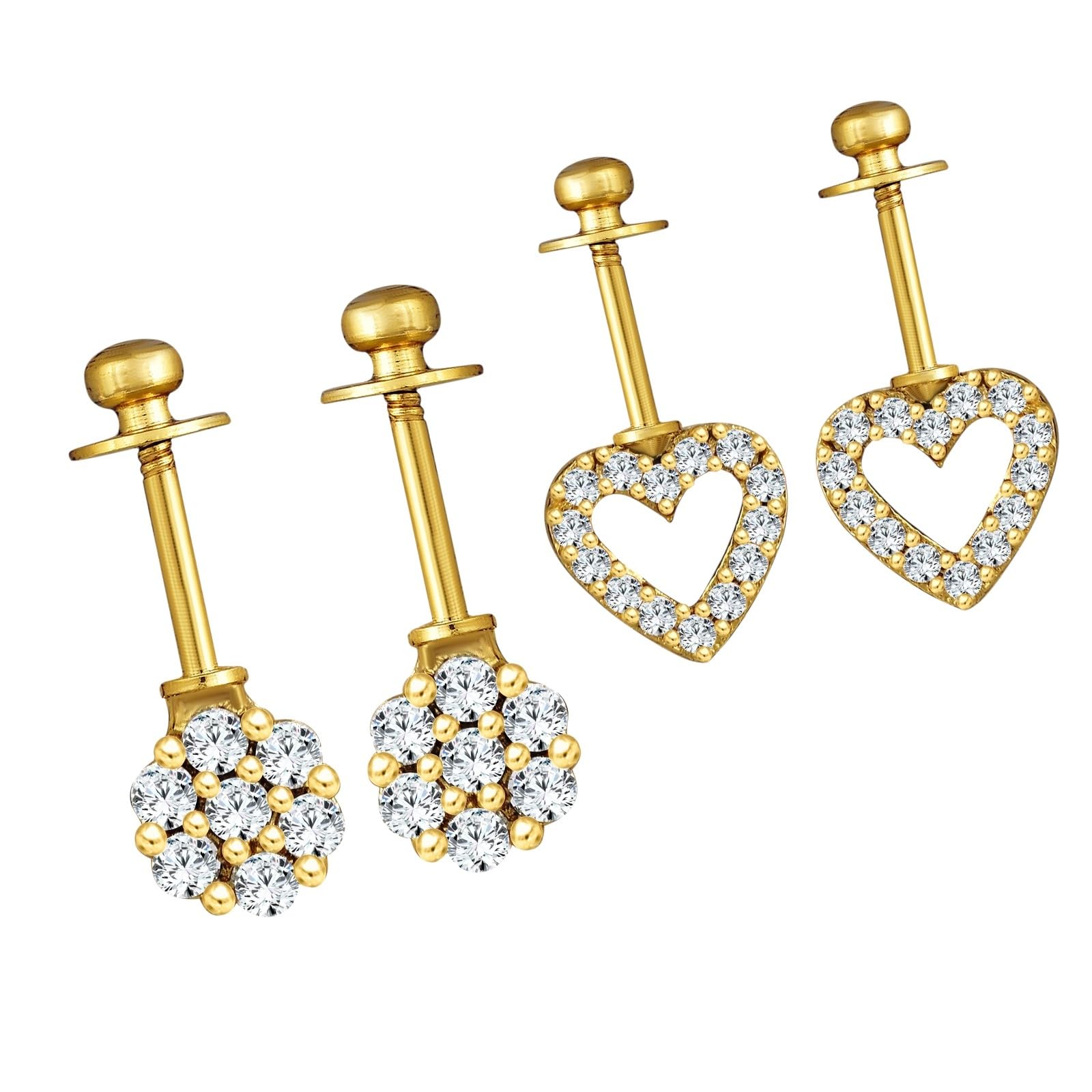 Vivastri Premium Stylish Fancy wear 18KT Gold Plated Alloy CZ American Diamon Studded Bugdi, Bugadi Earrings Combo for Women (Sales Package- 2 Pair Bugadi Earrings)-VIVA1084-1086BUGADI-image-9