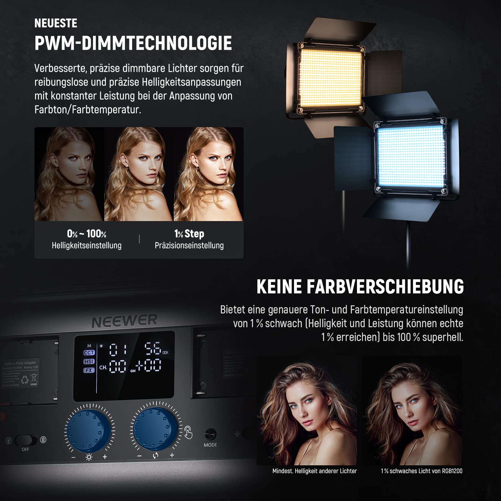 Neewer RGB1200 60W RGB LED Videoleuchte Panel mit APP/2 – Bild 3