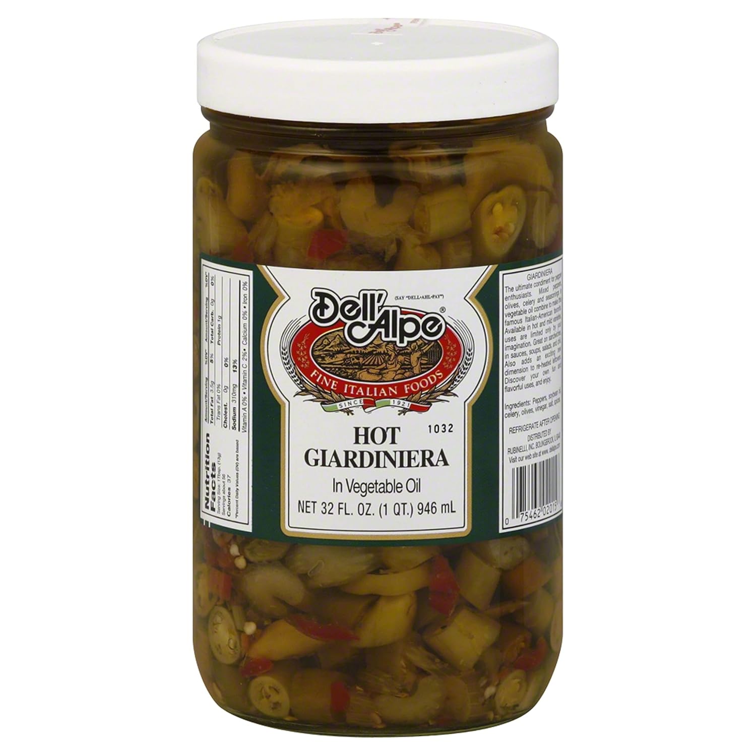 Dell Alpe Giardiniera Hot, 32 Oz (Pack Of 6)
