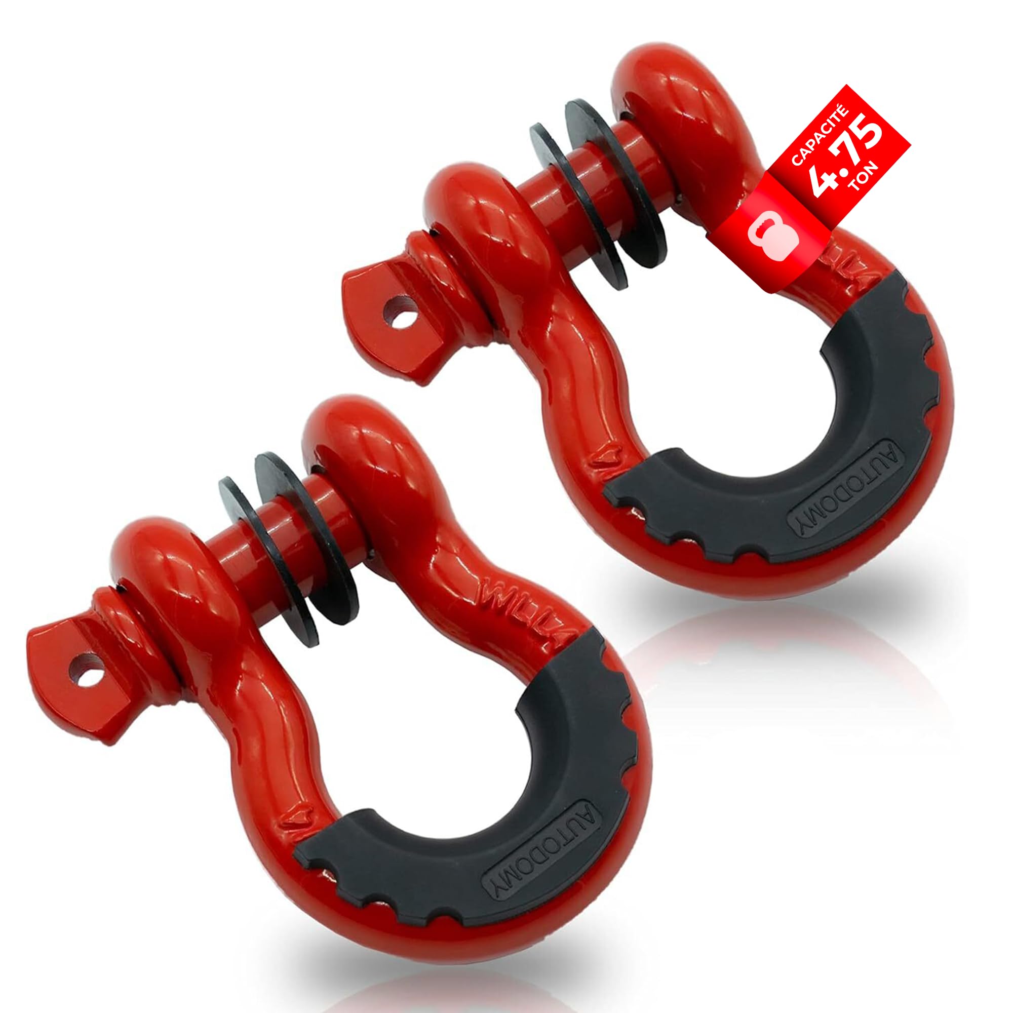 Autodomy Manille Lyre Professionnelle 3/4" 4,75 Tonnes (4.750Kg) | Pack 2 Unités Manille de Levage 4x4 en Acier Inoxydable Forgé et Galvanisé | pour Traîner et Secourir des Véhicules