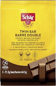 SCHAR Gluten-Free Twin Bar Chocolate Cookies - Non-GMO, Preservative-Free Wafer Cookies with Rich Milk Chocolate, 64.5g