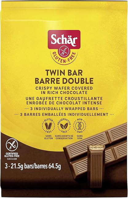 SCHAR Gluten-Free Cookies de chocolat à la barre jumelée - Cookies de Wafer sans OGM, avec chocolat riche en lait, 64.5g